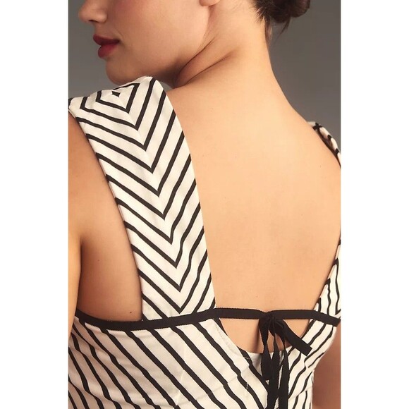 Anthropologie Maeve Square-Neck Cropped Tee Blouse Top Striped Print XXS 280112 - Picture 4 of 10